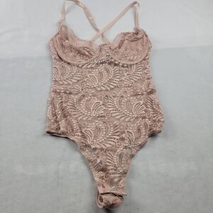 Revamped lace thong bodysuit with underwire